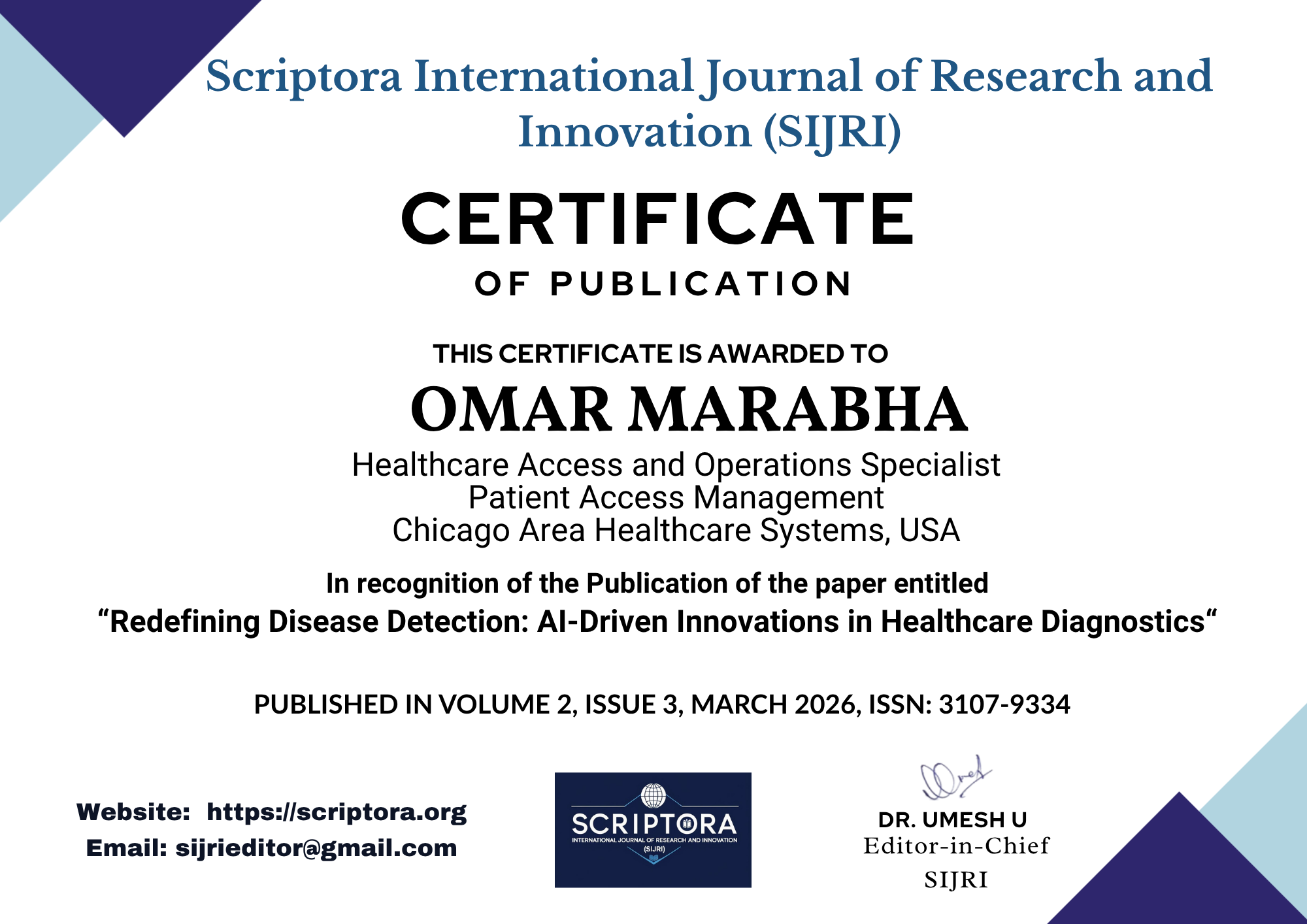 Peer-reviewed research certificate